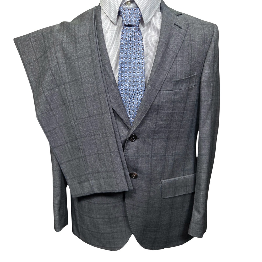 Ledbury GUABELLO Plaid Check Wool Suit Rare‎ Mens 40R 32×29 Made In Italy